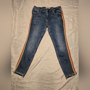 Mos Mosh Bradford Blue Carrol Jeans Size 33 Womens Designer RARE  Embroider Side